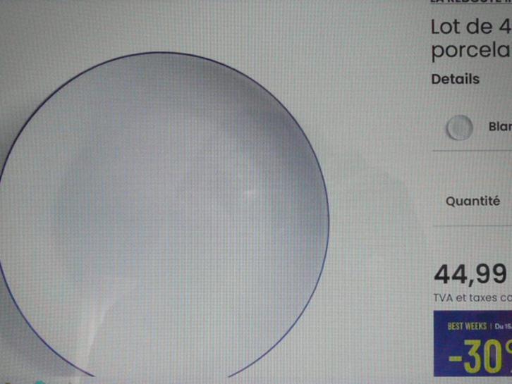 "La Redoute interior" 8 diepe porseleinen borden, Huis en Inrichting, Keuken | Servies, Nieuw, Bord(en), Effen, Porselein, Ophalen