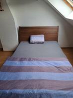 Ikea bedframe + lattenbodem + matras + bedovertrek, Gebruikt, Bruin, 140 cm, Hout
