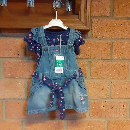 Ensemble robe jeans + t-shirt bleu Taille 12 mois :, Kinderen en Baby's, Babykleding | Maat 74, Nieuw, Meisje, Setje, Ophalen