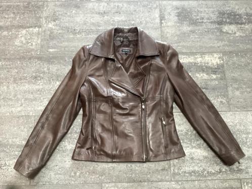 Caroline Biss leder jas 40/42, Kleding | Dames, Jassen | Zomer, Gedragen, Maat 42/44 (L), Bruin, Ophalen of Verzenden