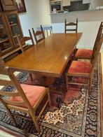 Vintage eettafel met 6 stoelen, Ophalen, 200 cm of meer, 50 tot 100 cm, Zo goed als nieuw