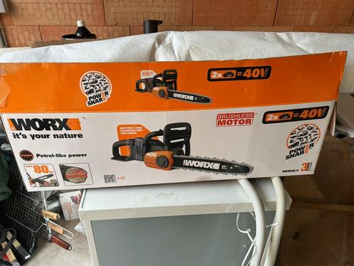 kettingzaag Worx WG384E.9 40V, Doe-het-zelf en Bouw, Gereedschap | Zaagmachines, Zo goed als nieuw, Kettingzaag, 1200 watt of meer
