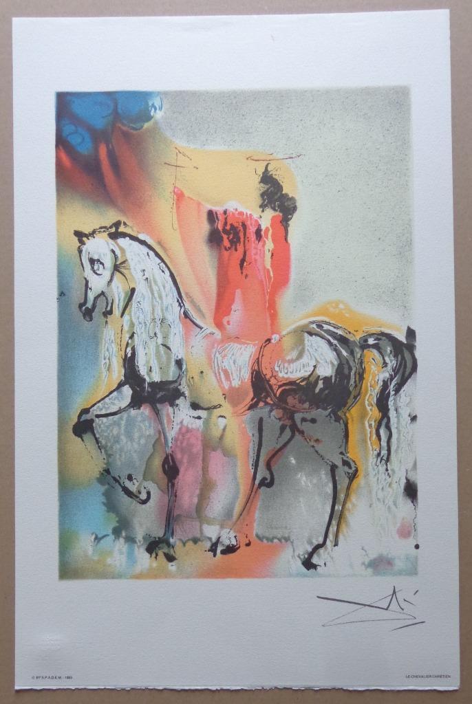 SALVADOR DALI / CHEVAUX DE DALI / KLEURLITHO / 56x36cm 1983, Antiek en Kunst, Kunst | Litho's en Zeefdrukken, Ophalen of Verzenden