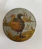 Vintage koperen snuisterijendoosje met email cloisonné dekse, Ophalen of Verzenden