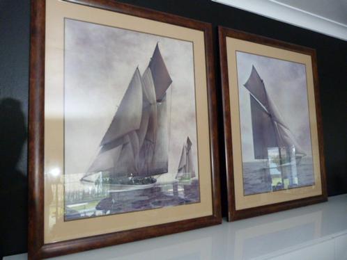 2 XXL kaders met zeilschepen - 99 x 80 cm !, Antiek en Kunst, Curiosa en Brocante, Ophalen