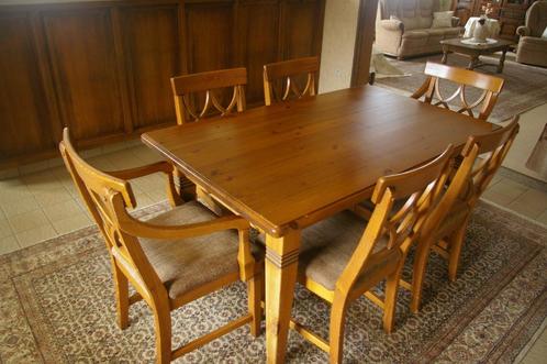 Grenen tafel en stoelen, Maison & Meubles, Tables | Tables à manger, Utilisé, 50 à 100 cm, 150 à 200 cm, Cinq personnes ou plus