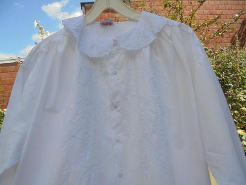 Witte geborduurde romantische vintage blouse jaren 80 maat 2, Kleding | Dames, Topjes, Gedragen, Maat 38/40 (M), Wit, Lange mouw