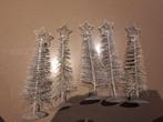 Kerstversiering: 5 kerstboompjes zilver, Gebruikt, Ophalen of Verzenden