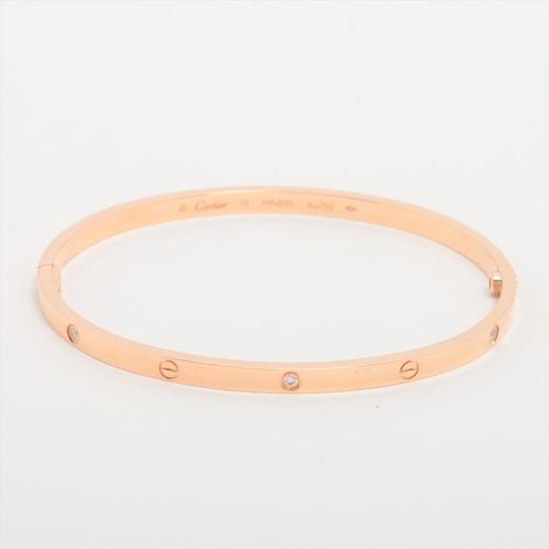 Cartier Love Half Diamonds volledige set armband, Handtassen en Accessoires, Armbanden, Gebruikt, Goud, Geel, Met edelsteen, Ophalen of Verzenden