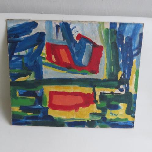 Gerrit Benner Olie op doek op board Fries Landschap 1957-59, Antiek en Kunst, Kunst | Schilderijen | Abstract, Ophalen