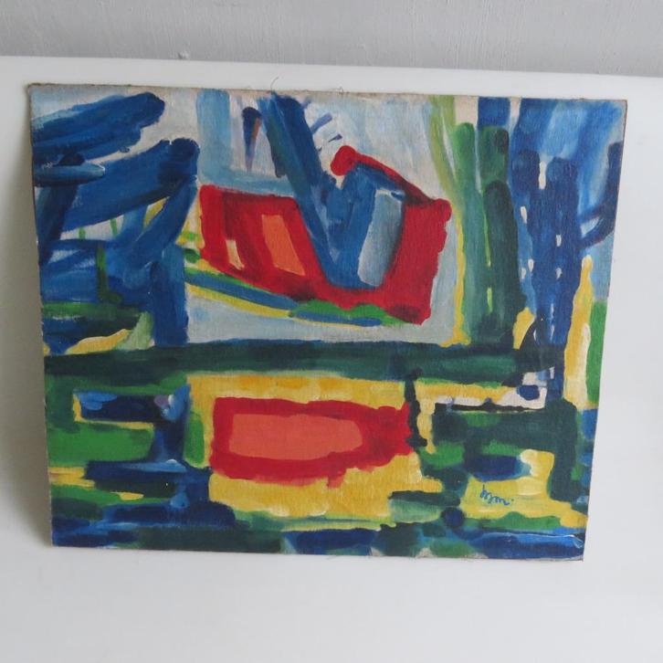 Gerrit Benner Olie op doek op board Fries Landschap 1957-59, Antiek en Kunst, Kunst | Schilderijen | Abstract, Ophalen