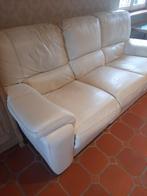 2x3zit witte leren zetel met relaxen, Huis en Inrichting, Ophalen, Gebruikt, Past bij elk interieur, 200 tot 250 cm