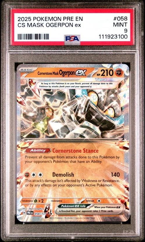 Cornerstone Mask Egerpon ex [SIR] PSA 9 - 157/131 Prismatic, Hobby en Vrije tijd, Verzamelkaartspellen | Pokémon, Zo goed als nieuw