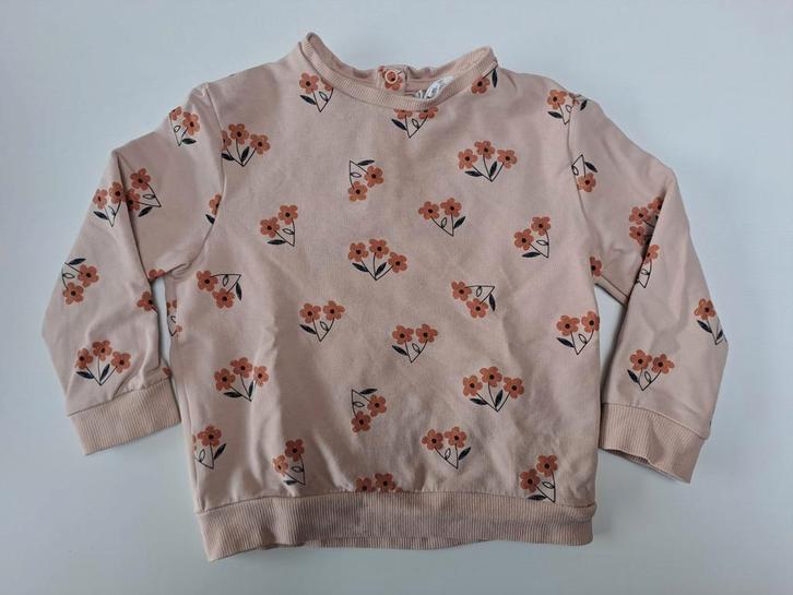 Mt 92 Oudroze sweater met glinsterende oranje bloemen, Kinderen en Baby's, Kinderkleding | Maat 98, Gebruikt, Meisje, Trui of Vest