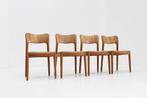 Set Vintage Deense massief teakhouten eetkamerstoelen, Antiek en Kunst, Ophalen