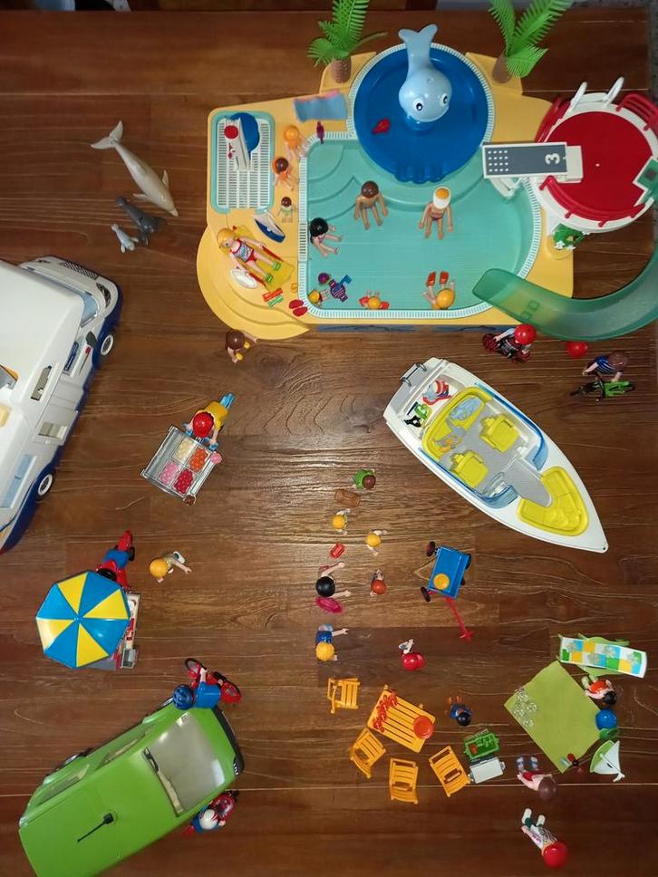 Playmobil - lot vacances, piscine, camping car,..., Kinderen en Baby's, Speelgoed | Playmobil, Gebruikt, Ophalen of Verzenden