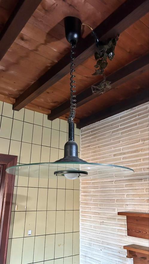 Glazen hanglamp, Huis en Inrichting, Lampen | Hanglampen, Gebruikt, Kunststof, Ophalen