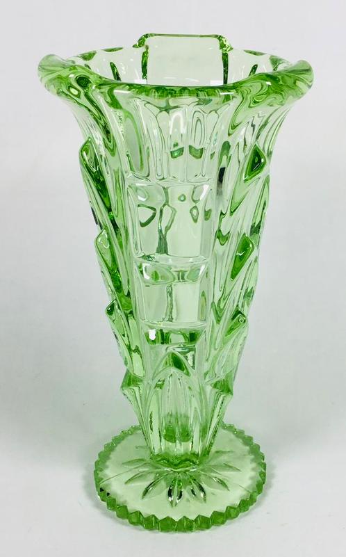Vintage design Art Deco Uraniumgroen vaas, Antiek en Kunst, Antiek | Vazen, Ophalen of Verzenden