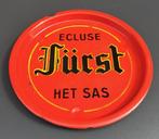 Bierplateau emaille, dienblad Ecluse, Fürst, Het Sas, Verzamelen, Ophalen of Verzenden, Gebruikt, Reclamebord, Plaat of Schild