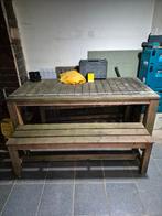 Table de jardin plus banquettes, Jardin & Terrasse, Enlèvement, Utilisé, Rectangulaire, Bois