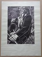 FRANS MASEREEL / ERE AAN VERHAEREN / ZW-W HOUTSNEDE 65x47cm, Antiek en Kunst, Kunst | Litho's en Zeefdrukken, Ophalen of Verzenden