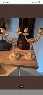 Antieke bronse messing franse kandelaars, Antiek en Kunst, Ophalen, Brons