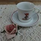 Vintage porseleinen kop en schotel met kabouter en rups, -, Comme neuf, Autres styles, -