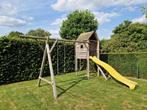 Houten speeltoestel met glijbaan en schommels, Kinderen en Baby's, Speelgoed | Buiten | Speeltoestellen, Ophalen, Gebruikt, Glijbaan