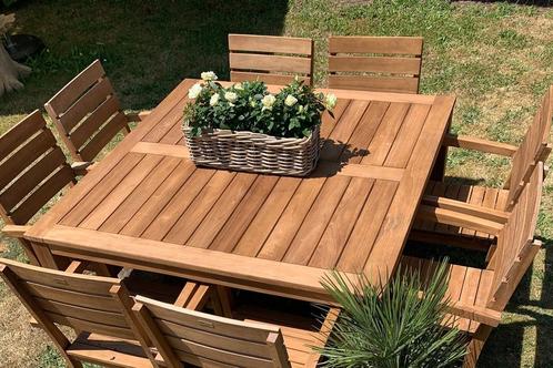 Tuintafel teak vierkant, Tuin en Terras, Tuintafels, Zo goed als nieuw, Teakhout, Ophalen