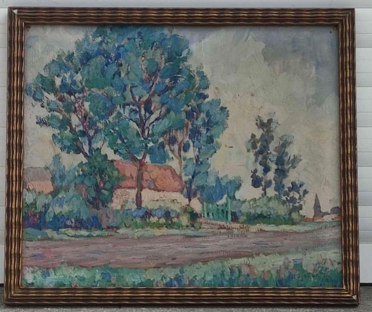 huile sur panneau signe maurice de kort, Antiek en Kunst, Kunst | Schilderijen | Klassiek, Ophalen of Verzenden