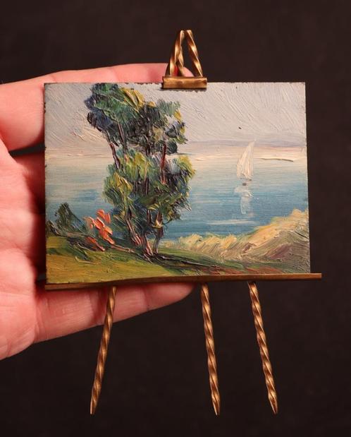 Klein olieverfpaneeltje met ezel, Antiek en Kunst, Kunst | Schilderijen | Klassiek, Ophalen of Verzenden
