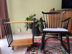 schommelstoel met bijzet roltafel Scandinavisch vintage desi, Ophalen, Gebruikt, Zwart, Vintage schommelstoel