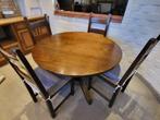 ronde houten eettafel + 4 stoelen, Huis en Inrichting, Tafels | Eettafels, Ophalen, Gebruikt, 50 tot 100 cm, Klassiek