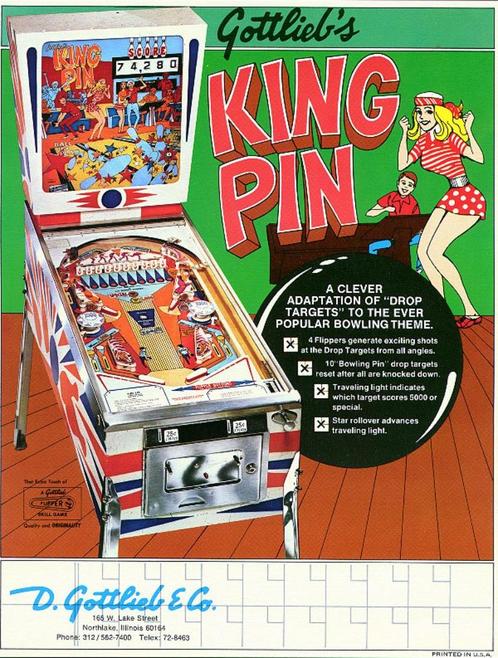 Flipper 1973 Gottlieb King Pin Pinball Machine, Verzamelen, Automaten | Flipperkasten, Gebruikt, Mechanisch, Flipperkast, Gottlieb