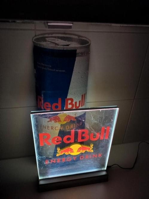 Red bull verlichting en metalen bord, Collections, Marques & Objets publicitaires, Utilisé, Envoi