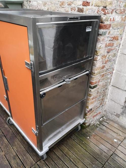 Inox Opbergkast op wielen met Volkern deuren, Zakelijke goederen, Horeca | Overige, Ophalen