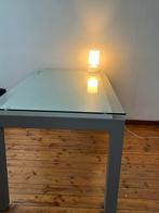 Designer style Glazen blad tafel met metalen poten, Ophalen, Gebruikt, Designer Table, Metaal