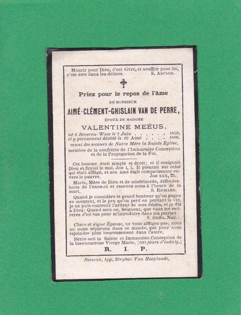 DP Aimé Clémént Ghislain Van De Perre, Verzamelen, Bidprentjes en Rouwkaarten, Bidprentje, Verzenden