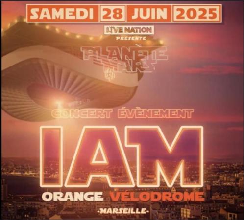 À VENDRE : 2 PLACES CONCERT IAM - STADE VÉLODROME 28/06/25, Tickets en Kaartjes, Concerten | R&B en Hiphop, Twee personen, Juni