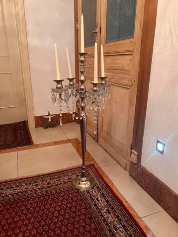 Beau chandelier debout, Enlèvement, Utilisé, Métal, Antiek zilver kandelaar