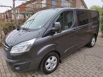 Ford transit custom met dubbele cabine 140pk, Auto's, Voorwielaandrijving, Euro 6, Bruin, 5 deurs
