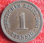 DUITSLAND: 1 pfennig 1893 F KM 1 UNC low mintage!, Ophalen of Verzenden, Duitsland, Losse munt