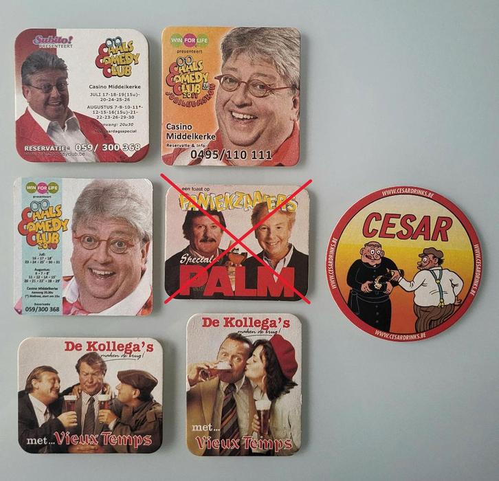 viltjes BV's luc caals, de kollega's, urbanus cesardrinks, Verzamelen, Biermerken, Zo goed als nieuw, Viltje(s), Overige merken