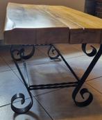 Massief eikenhouten woonkamertafel met smeedijzeren poten, Ophalen, Eikenhout