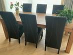 Eiken eettafel + stoelen, Ophalen, 100 tot 150 cm, Eikenhout, 200 cm of meer