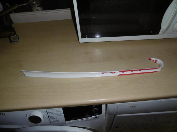 vintage schoentrekker rood wit, als nieuw 60 cm, Antiek en Kunst, Antiek | Gereedschap en Instrumenten, Ophalen of Verzenden