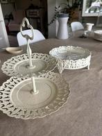 High tea set in alu met email, cream, Ophalen