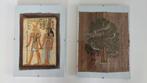 2 Egyptische tekeningen op papyrus - Levensboom - Horus, Ophalen of Verzenden