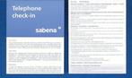 Sabena Document #052 Telephone Check-In, Nieuw, Ophalen of Verzenden