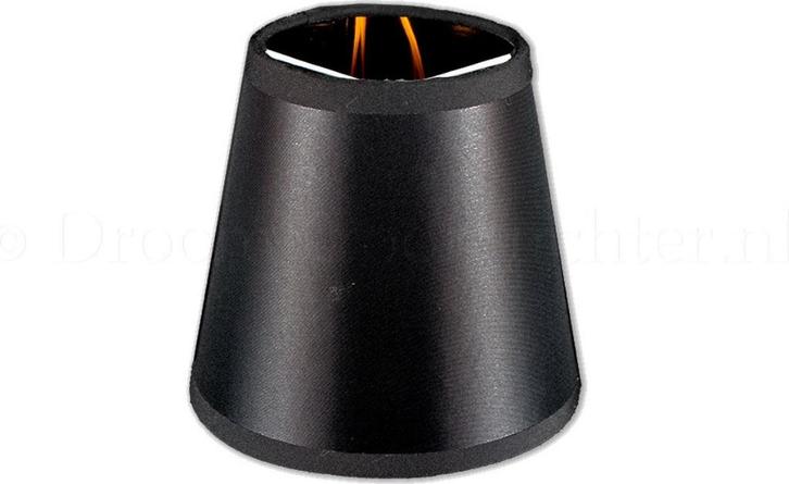 3 Klemkapjes Stof Glad Zwart Spiegel Goud, Huis en Inrichting, Lampen | Lampenkappen, Nieuw, Minder dan 25 cm, Rond, Zwart, Ophalen